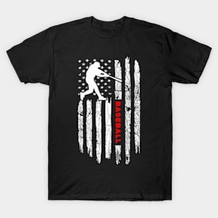 Baseball Player Lover American Flag Team T-Shirt